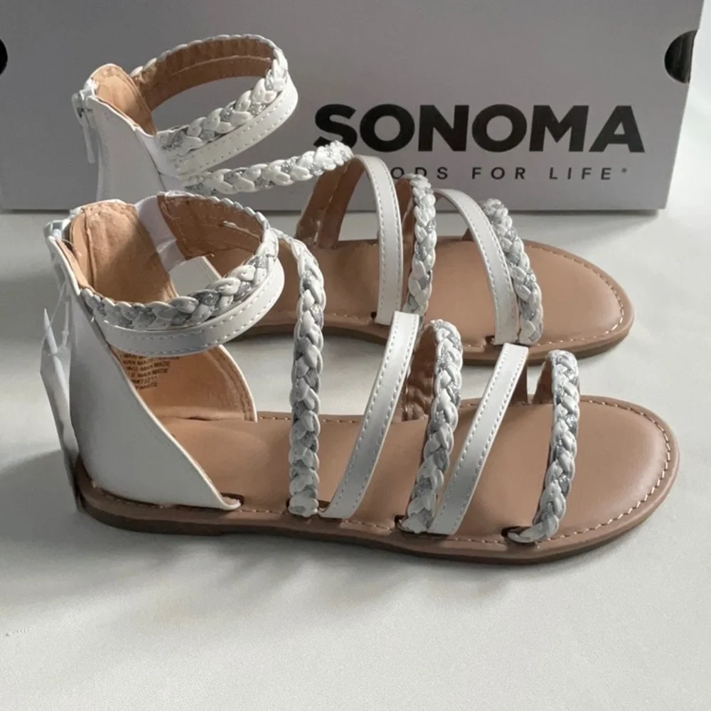 Sonoma White Braided Strap Sandals Girls‎ Size 2